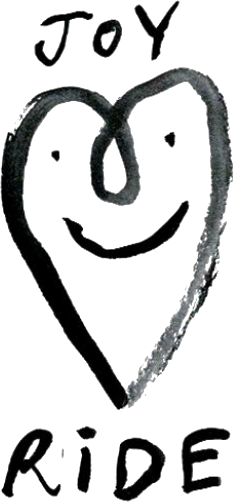 Hand-drawn Joy Ride heart with a smiling face