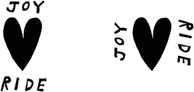 Hand-drawn Joy Ride heart marks