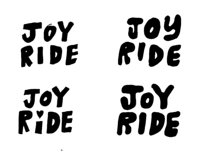 Hand-drawn Joy Ride wordmark variations